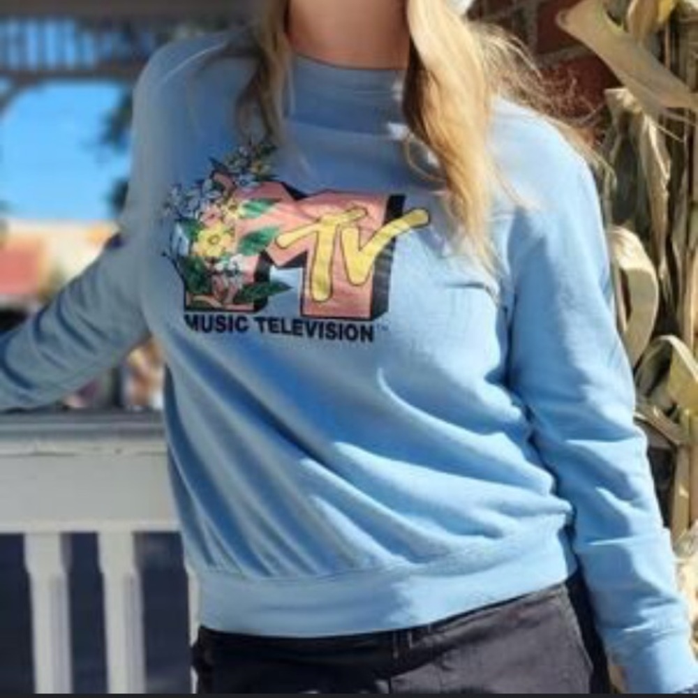 MTV Women Spring Botanical Flower Logo Sweatshirt | M